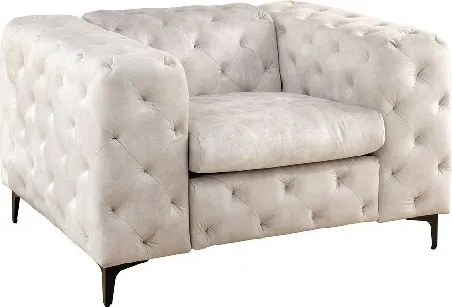Fotoliu design Chesterfield, Catifea Bej Sampanie MODERN BAROCK