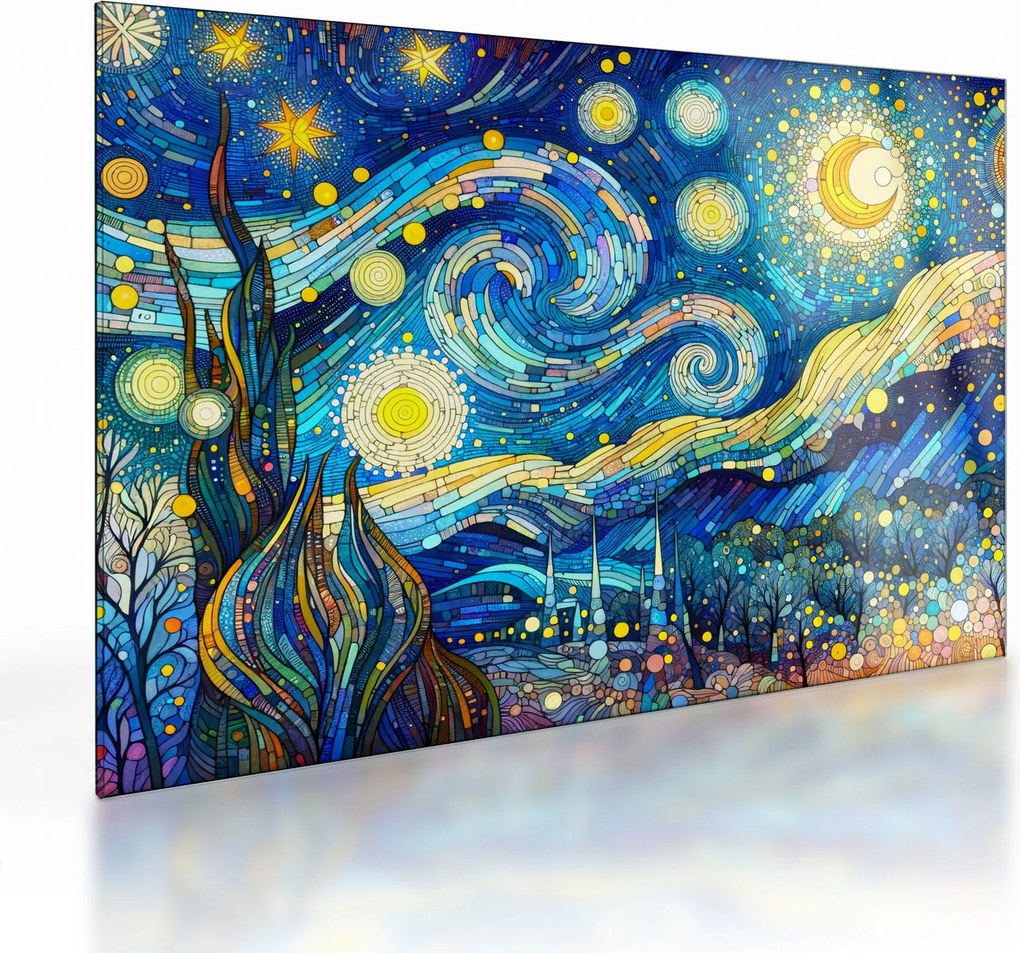 Tablou pe sticlă – Mozaic al nopții înstelate (70x50 cm)