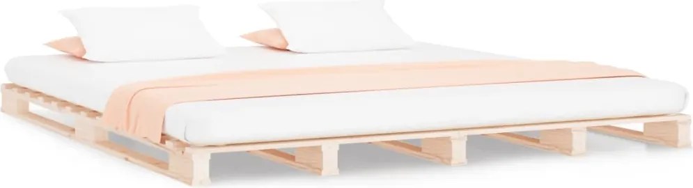 vidaXL Pat din paleți Double, 135x190 cm, lemn masiv de pin