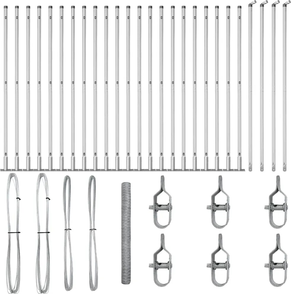 vidaXL Stâlp de gard. Argintiu 50 x 1,4 m (plasă de 50 mm) Oțel