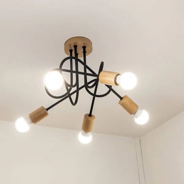 Lustră aplicată OXFORD 5xE27/15W/230V pin/negru