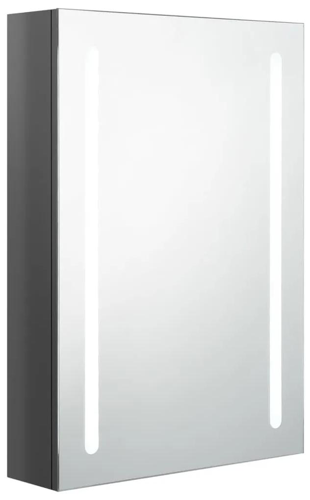 326498 vidaXL Dulap de baie cu oglindă și LED, gri strălucitor, 50x13x70 cm