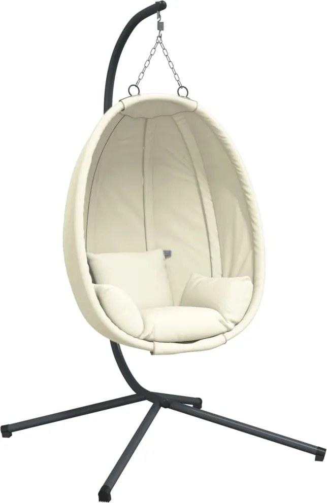 vidaXL Scaun suspendat tip ou, cu suport, bej, țesătură și oțel