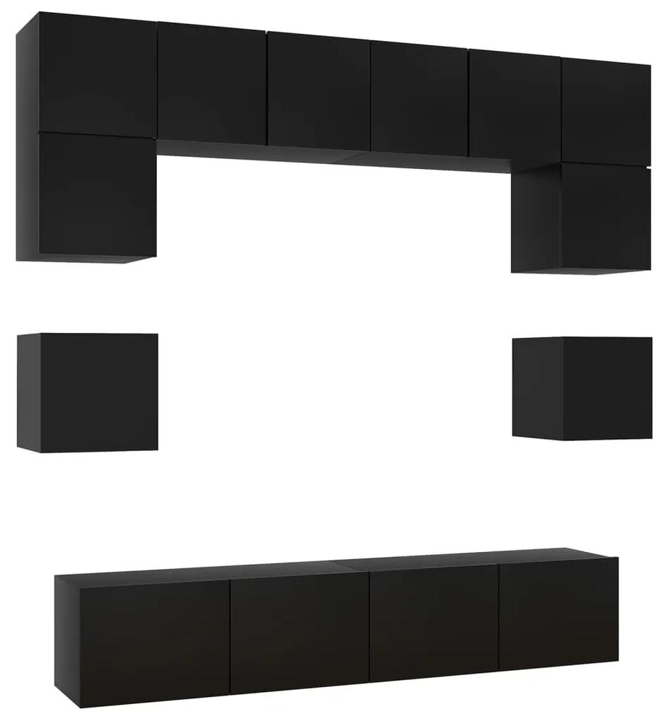3078796 vidaXL Set dulapuri TV, 8 piese, negru, lemn prelucrat