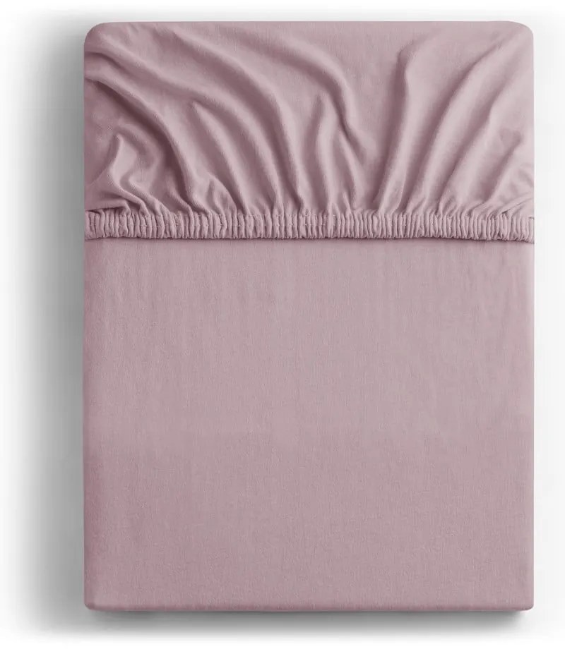 Cearceaf roz prăfuit din jerseu cu elastic 180x200 cm Amber – Restilo