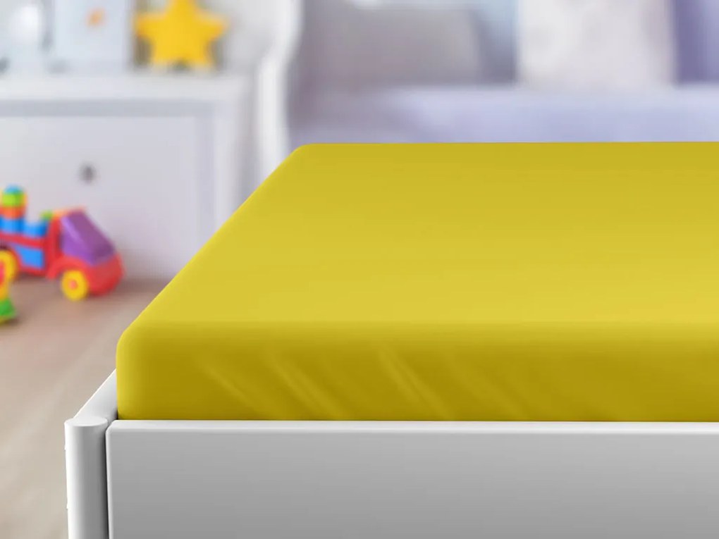 Cearsaf Jersey cu elastic pentru patut copii 70x140 cm galben