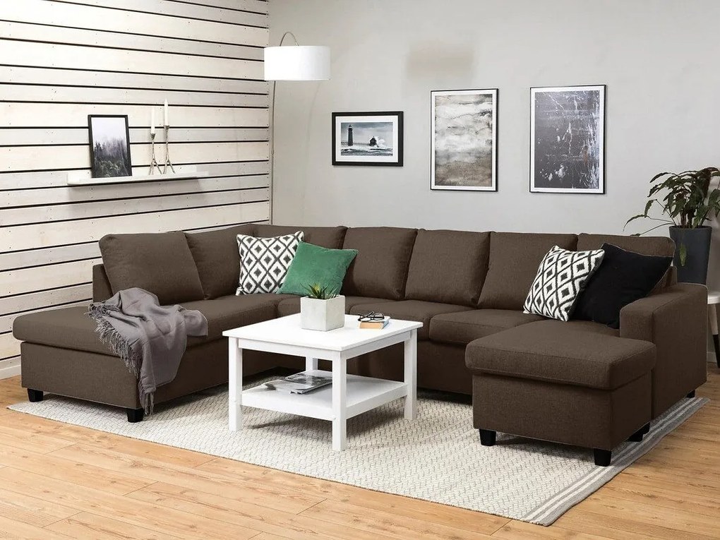 Colțar Scandinavian Choice C174Maro, Negru, 300x195x92cm, 130 kg, Picioare: Plastic