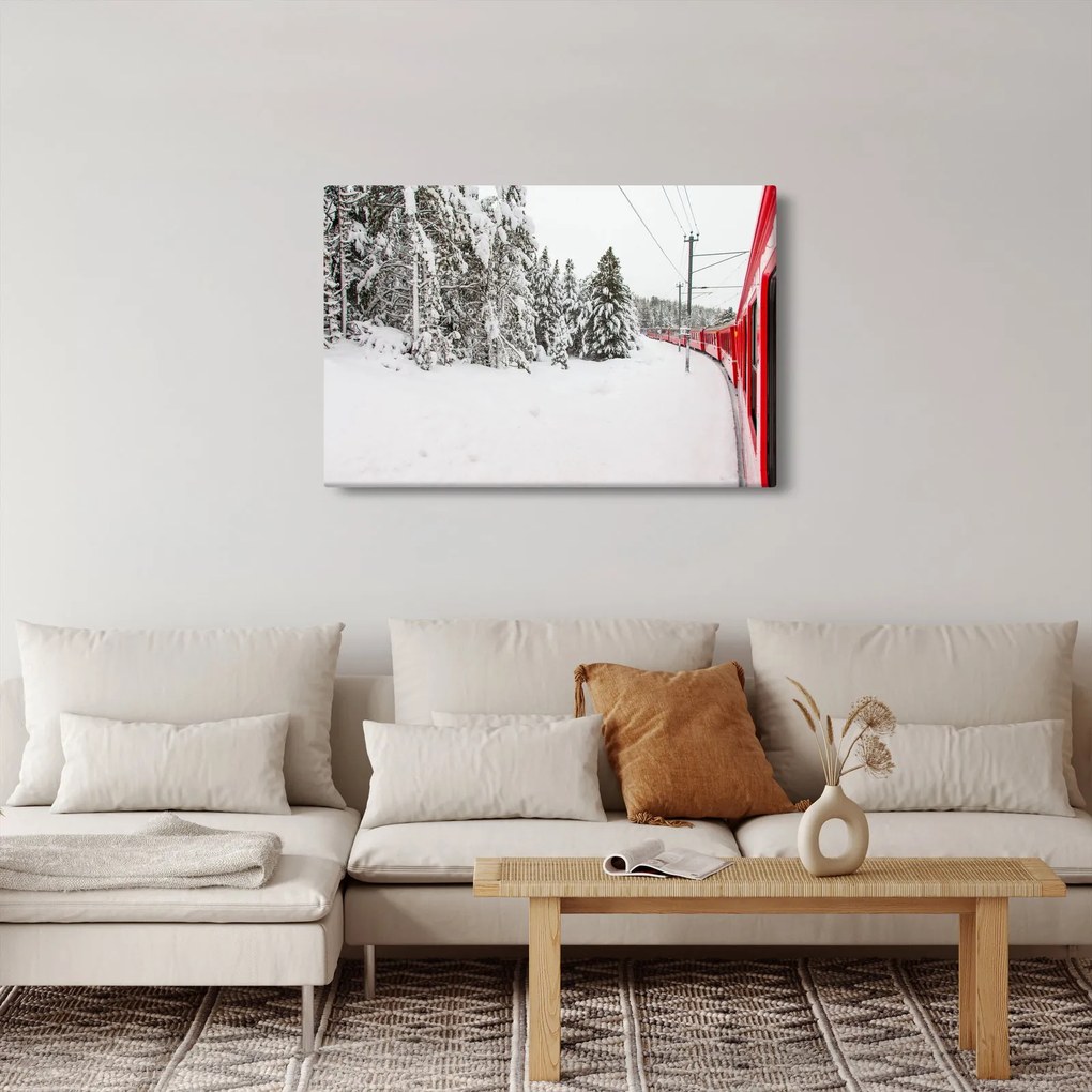 Tablou - Tren într-un peisaj înzăpezit (90x60 cm)
