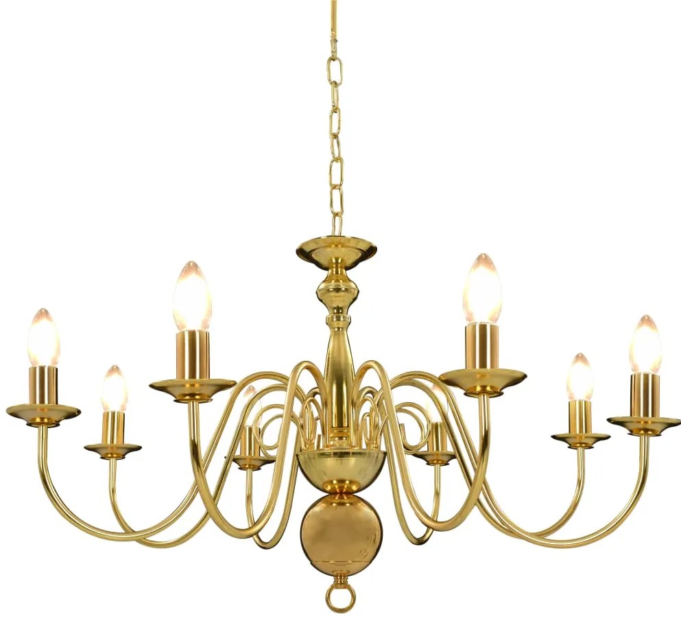 vidaXL Candelabru, auriu, 8 becuri E14
