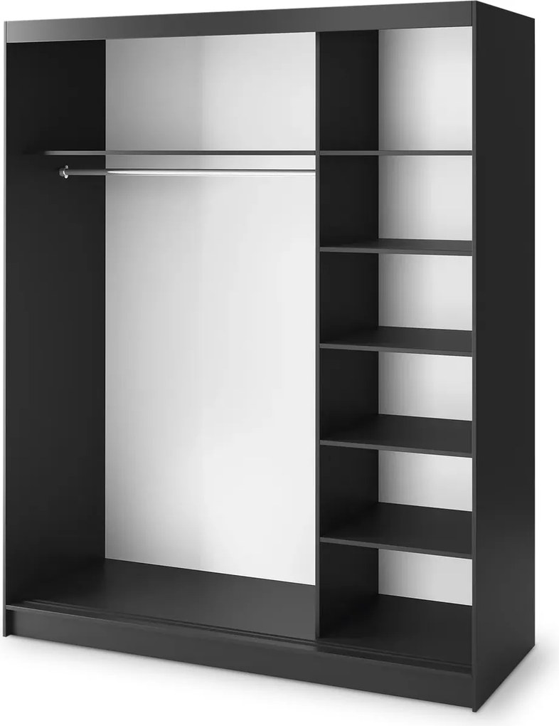 Dulap lemn masiv glisant Esville III - Czarny Mat / Dąb Artisan (WAR-III-ESV-BM-180)