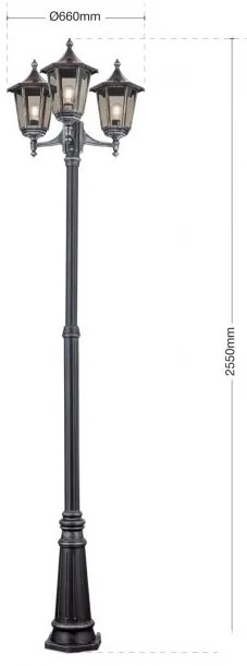 Stalp iluminat exterior stil clasic IP43 H255 Hermine AL 11K/82549/A schwarz-silber OR