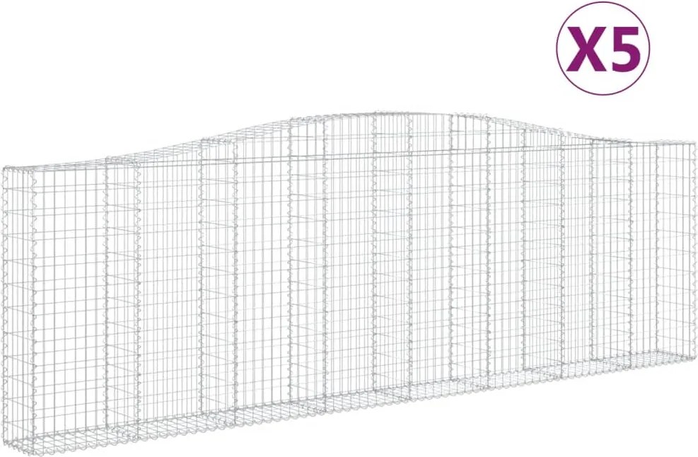 vidaXL Coșuri gabion arcuite 5 buc. 400x30x120/140cm fier galvanizat