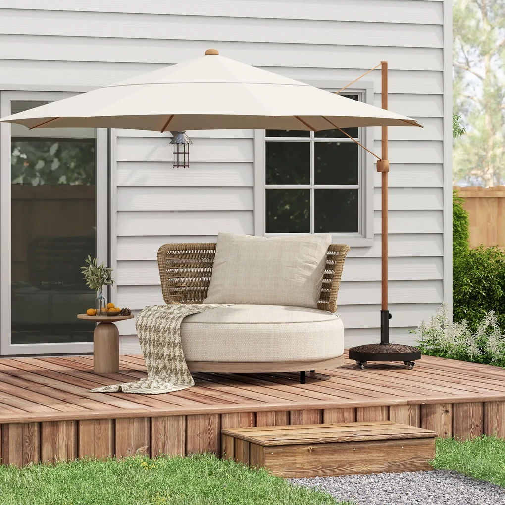 Outsunny Bază pentru Umbrelă de Grădină Rotundă cu 4 Roți și Frâne, Ø52x41 cm, Bronz | Aosom Romania
