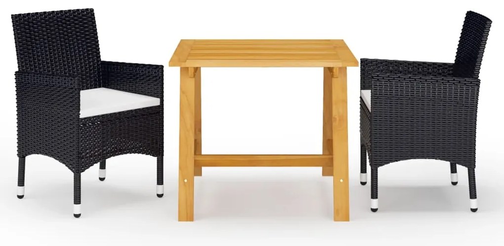 vidaXL Set de masă pentru grădină, 3 piese, negru