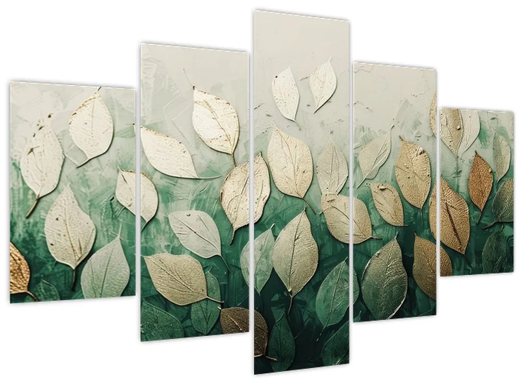 Tablou - Frunze verzi-aurii (150x105 cm)