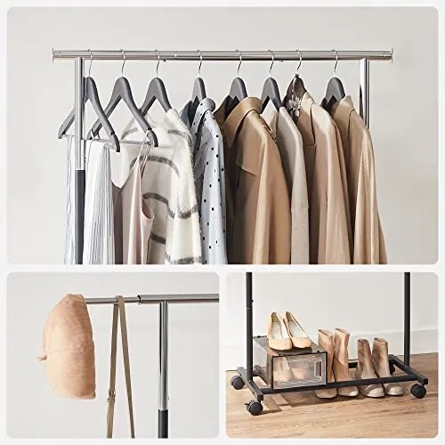 Suport extensibil pentru haine, metal, negru, Songmics