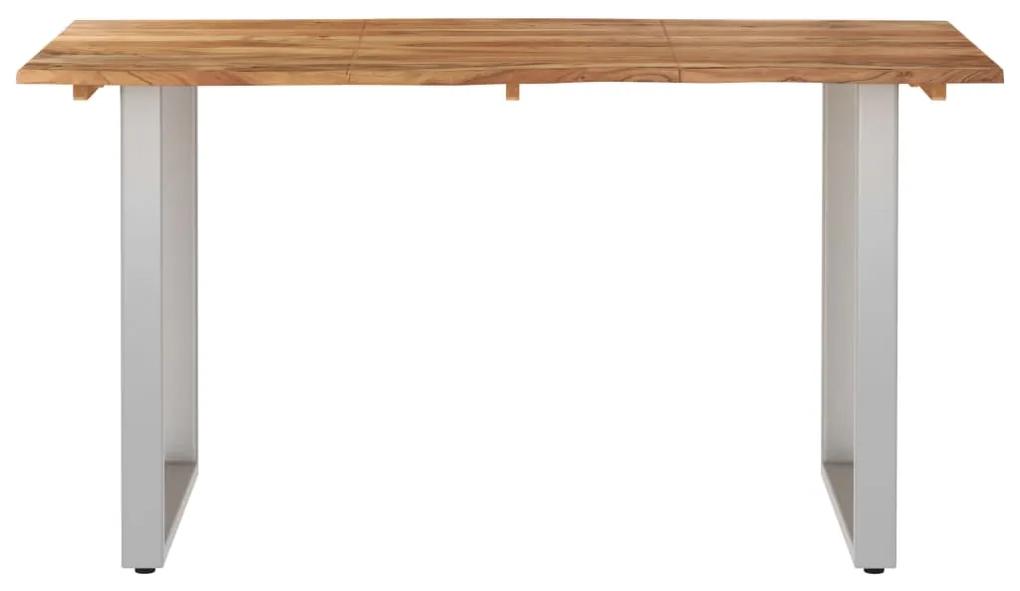 Masa de bucatarie, 140 x 70 x 76 cm, lemn masiv de acacia 1, Argintiu, 140 x 70 x 76 cm