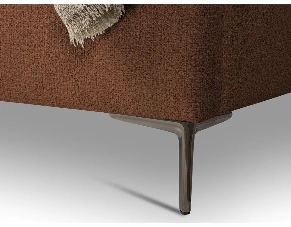 Pat matrimonial teracotă tapițat cu somieră 160x200 cm Makana – Makamii