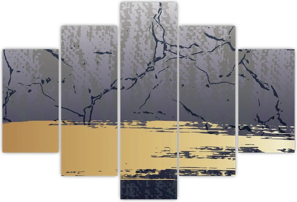 Tablou - Albastru și aur abstracție N⁰1 (150x105 cm)