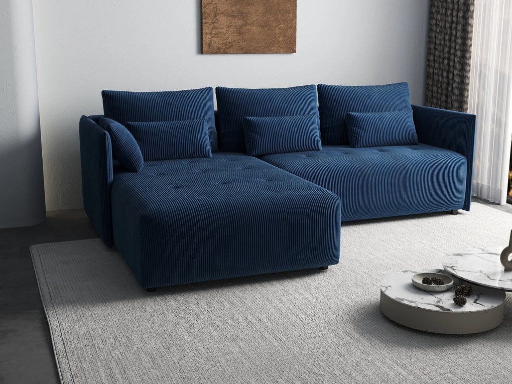 Colțar extensibil dumonde cu ladă de depozitare si sezut confortabil din spuma high-density, Malta Zoom Blue II 235x185 cm