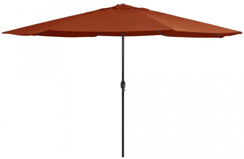 Umbrelă de soare de exterior, stâlp metalic, cărămiziu, 400 cm