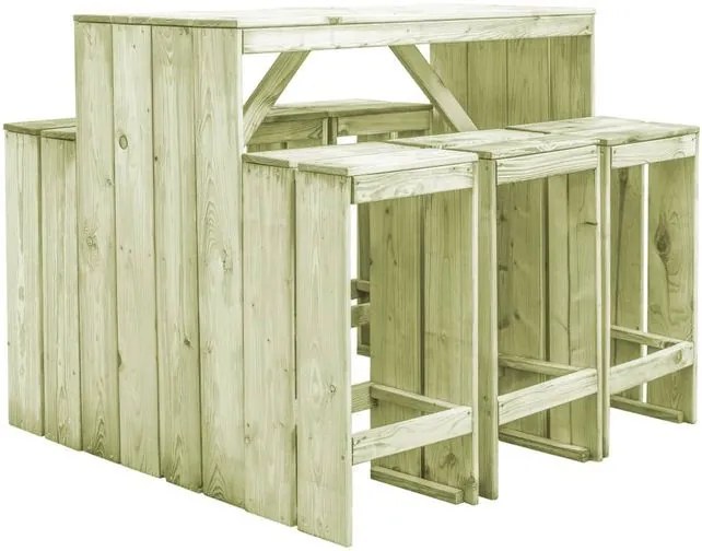 vidaXL Set mobilier de exterior, 7 piese, lemn de pin tratat, FSC