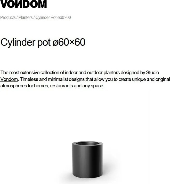 Ghiveci plante design decorativ modern exterior / interior CYLINDER POT 60x60cm