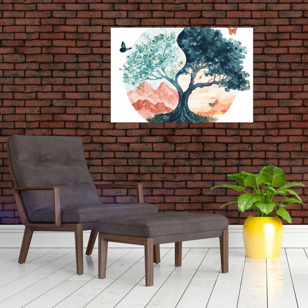 Tablou – Arbore acvarelă plin de viață (90x60 cm)