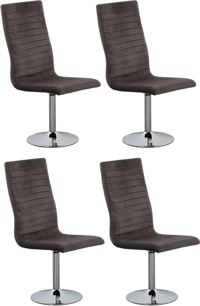 Set de 4 scaune rotative de dining Anderson, catifea, gri