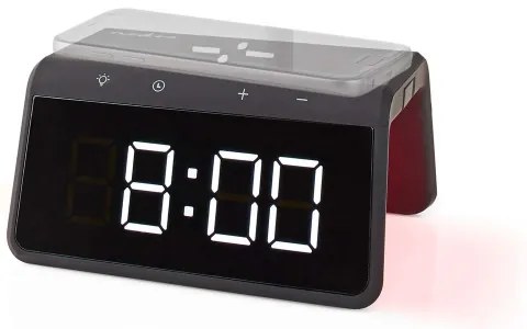 Nedis WCACQ30BK - Ceas cu alarmă, ecran LCD și încărcător wireless 15W/5V negru