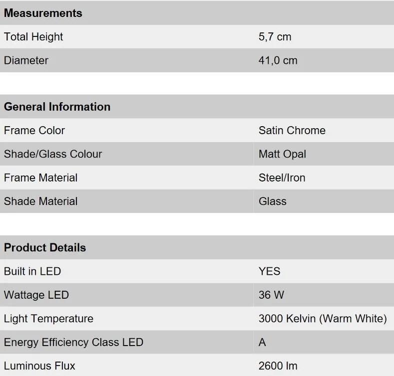 Plafoniera LED moderna LEROX 40cm crom satin