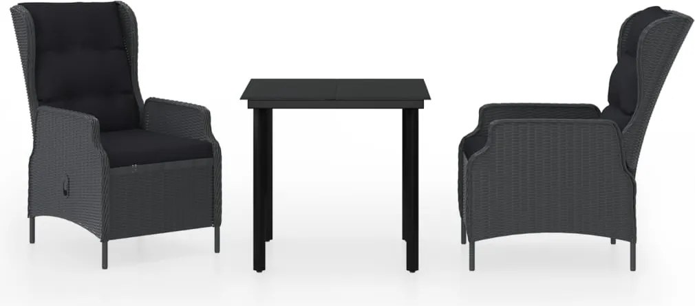 vidaXL Set de mobilier pentru grădină, 3 piese, gri închis