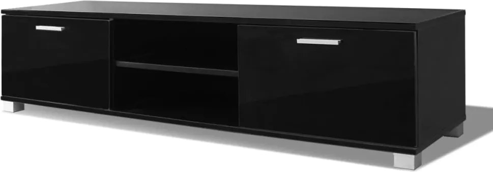 vidaXL Comodă TV, negru extralucios, 140 x 40,3 x 34,7 cm