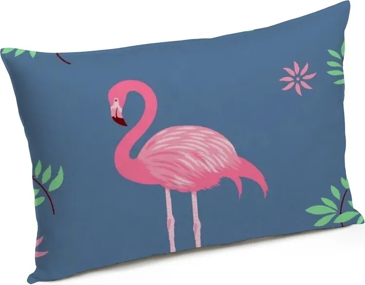 Set Alcam perna microfibra 50x70 cm si pilota matlasata 140x200 cm, Pink Flamingo