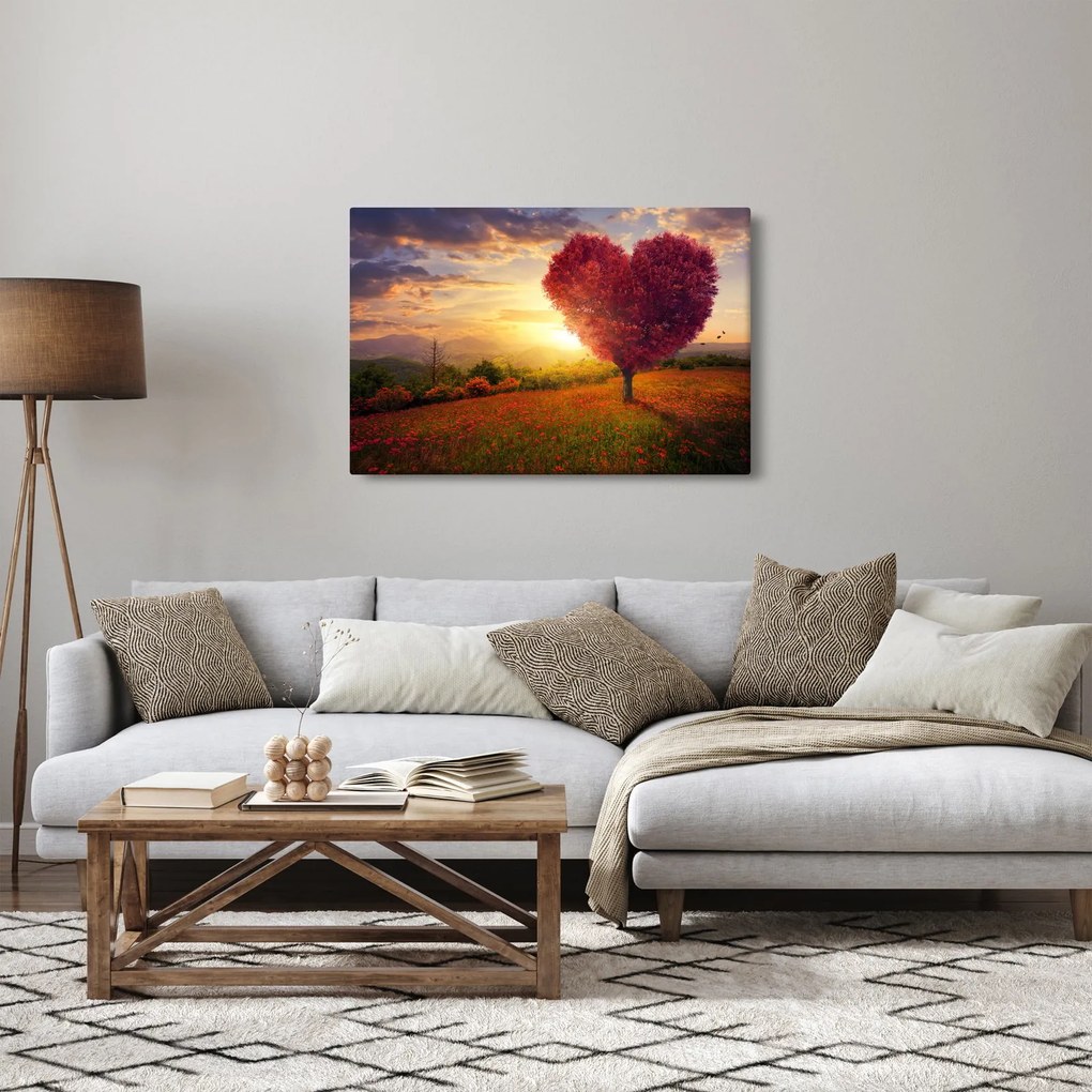 Tablou cu copaci în forma de inimă (90x60 cm)