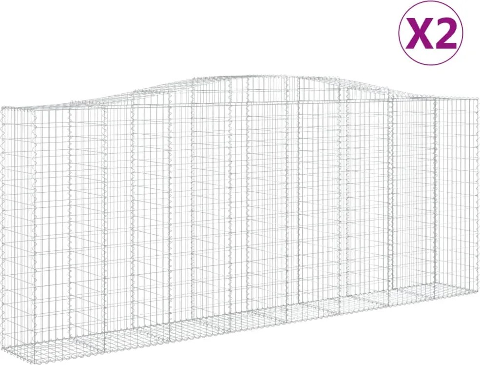 vidaXL Coșuri gabion arcuite 2 buc. 400x50x160/180 cm, fier galvanizat