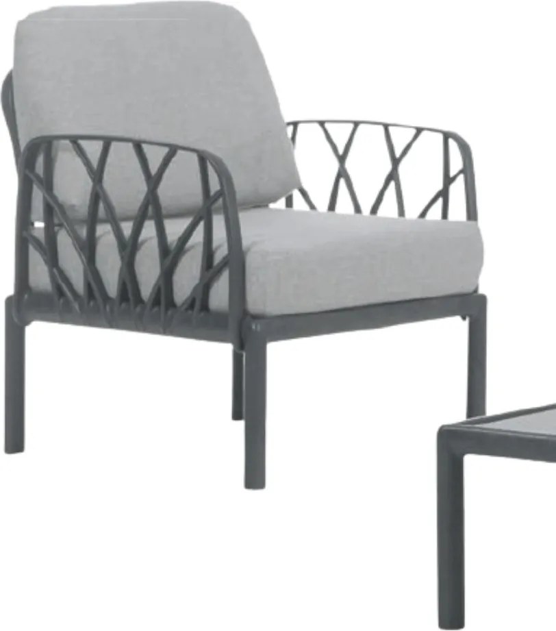 Set terasă Clara, polipropilenă si fibră de sticlă, gri antracit