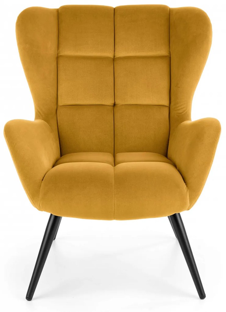 Fotoliu Tyrion velvet mustariu H91 cm