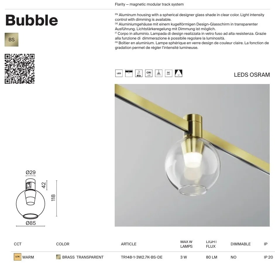 Accesoriu, Spot pentru Sistem Modular Magnetic Flarity, Bubble alama