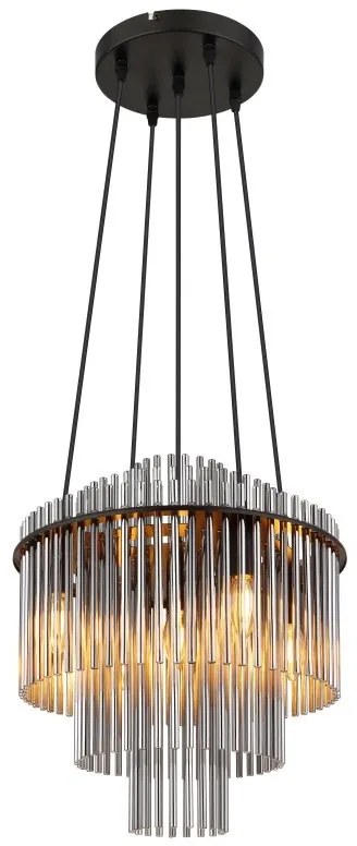 Lustra suspendata, Metal Negru, Sticla Fumurie, GORLEY 15698H2 GL