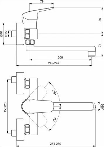 Baterie bucatarie Ideal Standard Ceraflex cu prindere in perete