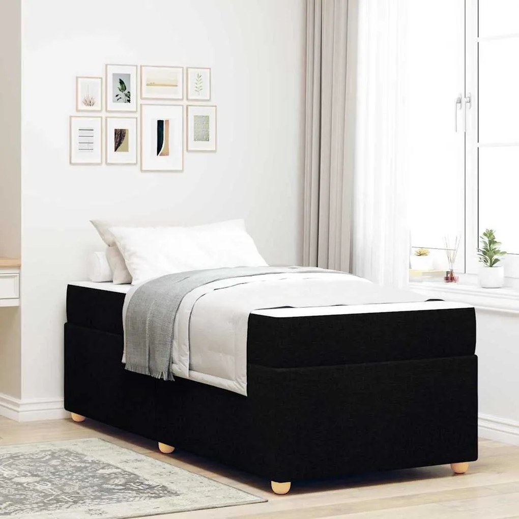 vidaXL Cadru de pat cu saltea Altele Negru 80 x 200 cm țesătură