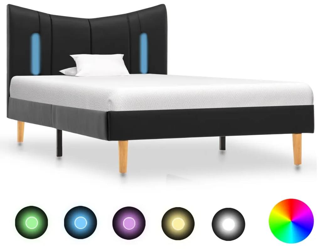 288536 vidaXL Cadru de pat cu LED, negru, 90 x 200 cm, piele artificială