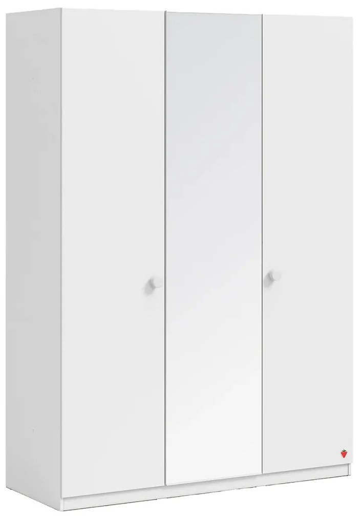 Dulap cu 3 usi si oglinda pentru camera copii, 150x214x62 cm, colectia Varia White