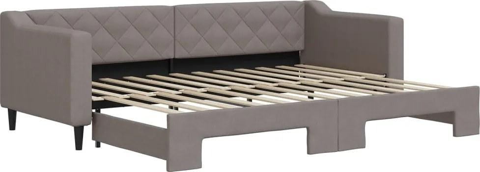 vidaXL Pat de zi cu extensie, gri taupe, 80x200 cm, textil