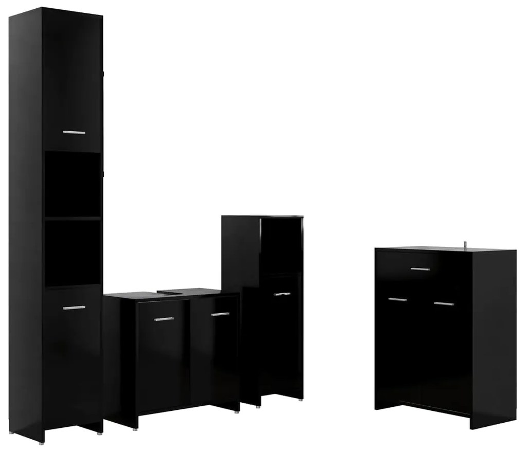 3071712 vidaXL Set mobilier de baie, 4 piese, negru