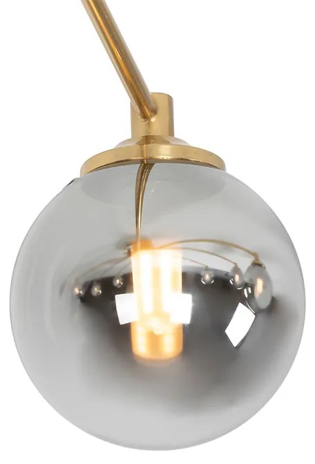 Plafoniera moderna aurie cu 8 lumini cu sticla fumurie - Atena