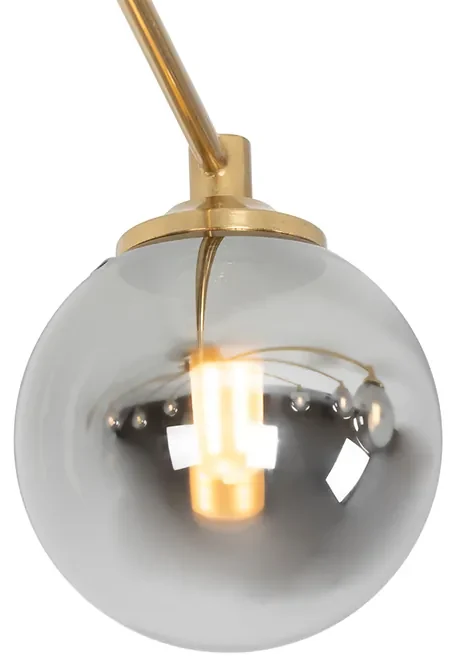 Plafoniera moderna aurie cu 8 lumini cu sticla fumurie - Atena