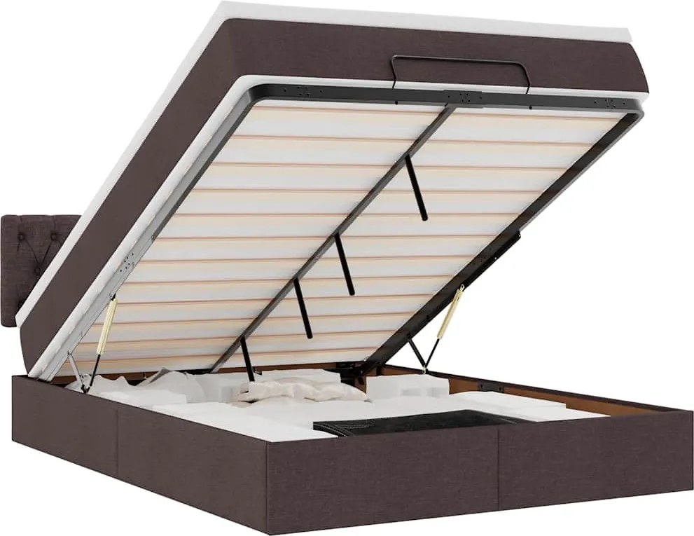 vidaXL Pat otoman cu saltea țesătură maro închis 140x190 cm