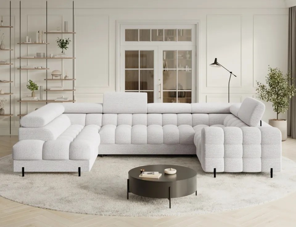 Colțar extensibil, cu spatiu pentru depozitare, 346x205x93 cm, Fectory LT, Eltap (Culoare: Bej / Royal 18)